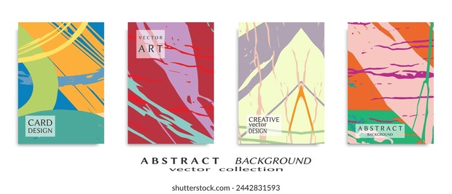Abstract backgrouns set, grunge texture. Minimalistic art, brush strokes style. Design for card, brochure, banner idea, book cover, booklet print, flyer sheet a4. Collage page, web header template.