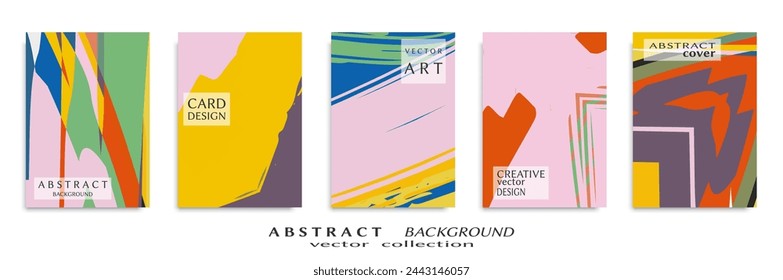 Abstract backgrouns set, grunge texture. Minimalistic art, brush strokes style. Design for card, brochure, banner idea, book cover, booklet print, flyer sheet a4. Collage page, web header template.