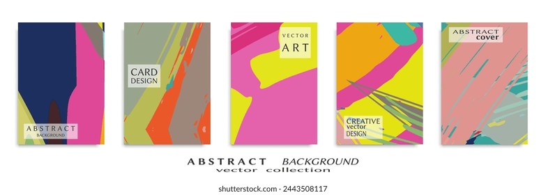 Abstract backgrouns set, grunge texture. Minimalistic art, brush strokes style. Design for card, brochure, banner idea, book cover, booklet print, flyer sheet a4. Collage page, web header template.