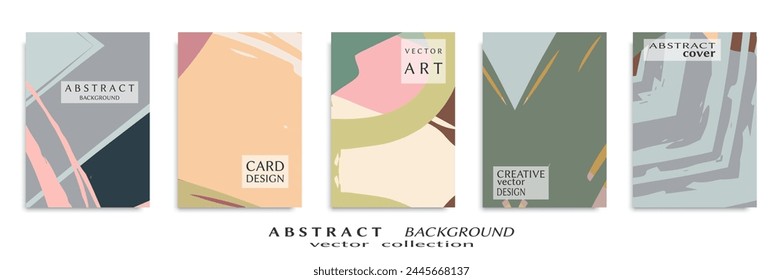 Conjunto de fondos Abstractas, textura grunge. Arte minimalista, estilo pinceladas. Diseño para tarjeta, folleto, idea de Anuncio, cubierta de libro, impresión de folleto, hoja de folleto a4. Página de collage, Plantilla de encabezado de Web.