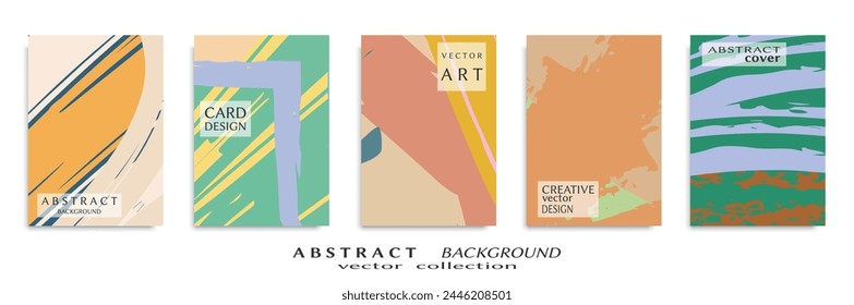 Abstract backgrouns set, grunge texture. Minimalistic art, brush strokes style. Design for card, brochure, banner idea, book cover, booklet print, flyer sheet a4. Collage page, web header template.