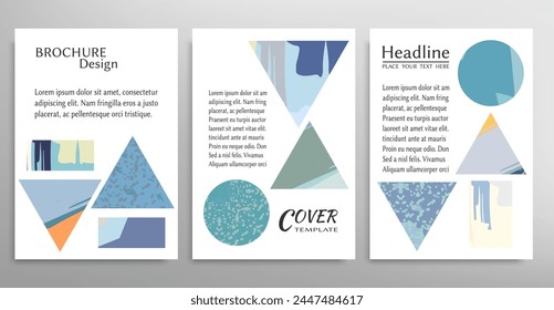 Abstract backgrouns set, grunge texture. Minimalistic art, brush strokes style. Design for card, brochure, banner idea, book cover, booklet print, flyer sheet a4. Collage page, web header template.
