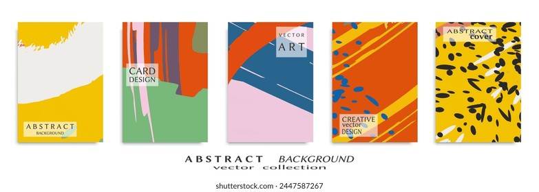 Abstract backgrouns set, grunge texture. Minimalistic art, brush strokes style. Design for card, brochure, banner idea, book cover, booklet print, flyer sheet a4. Collage page, web header template.