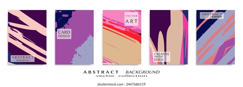 Conjunto de fondos Abstractas, textura grunge. Arte minimalista, estilo pinceladas. Diseño para tarjeta, folleto, idea de Anuncio, cubierta de libro, impresión de folleto, hoja de folleto a4. Página de collage, Plantilla de encabezado de Web.