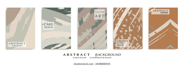 Abstract backgrouns set, grunge texture. Minimalistic art, brush strokes style. Design for card, brochure, banner idea, book cover, booklet print, flyer sheet a4. Collage page, web header template.