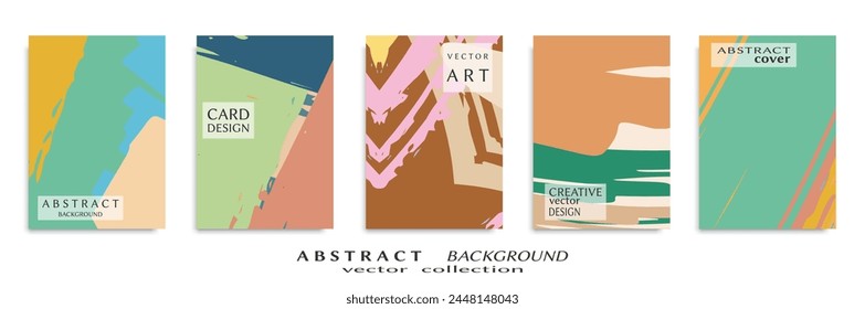 Abstract backgrouns set, grunge texture. Minimalistic art, brush strokes style. Design for card, brochure, banner idea, book cover, booklet print, flyer sheet a4. Collage page, web header template.