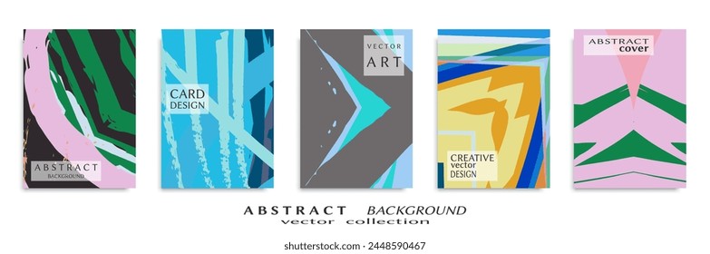 Abstract backgrouns set, grunge texture. Minimalistic art, brush strokes style. Design for card, brochure, banner idea, book cover, booklet print, flyer sheet a4. Collage page, web header template.