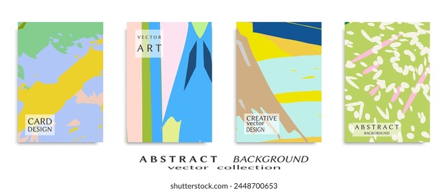 Abstract backgrouns set, grunge texture. Minimalistic art, brush strokes style. Design for card, brochure, banner idea, book cover, booklet print, flyer sheet a4. Collage page, web header template.