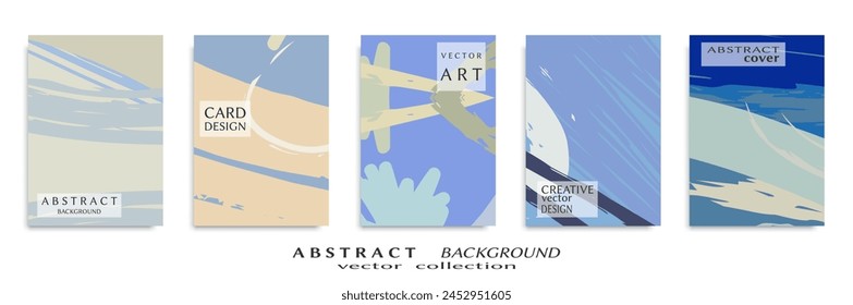 Abstract backgrouns set, grunge texture. Minimalistic art, brush strokes style. Design for card, brochure, banner idea, book cover, booklet print, flyer sheet a4. Collage page, web header template.