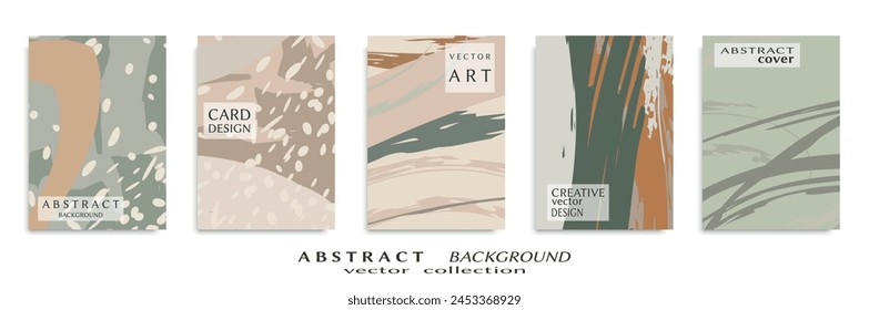 Abstract backgrouns set, grunge texture. Minimalistic art, brush strokes style. Design for card, brochure, banner idea, book cover, booklet print, flyer sheet a4. Collage page, web header template.