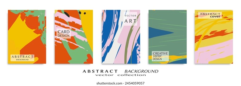 Abstract backgrouns set, grunge texture. Minimalistic art, brush strokes style. Design for card, brochure, banner idea, book cover, booklet print, flyer sheet a4. Collage page, web header template.