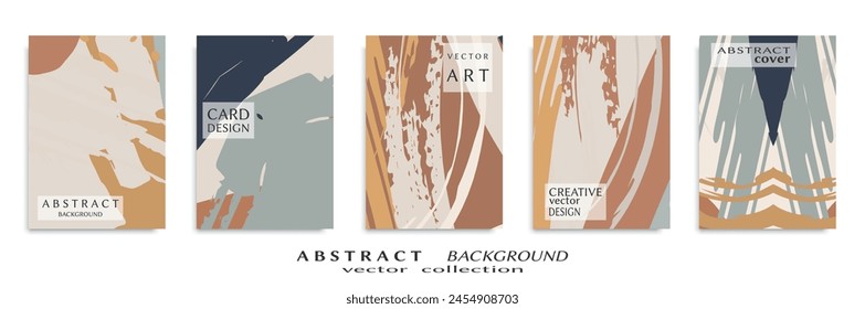 Conjunto de fondos Abstractas, textura grunge. Arte minimalista, estilo pinceladas. Diseño para tarjeta, folleto, idea de Anuncio, cubierta de libro, impresión de folleto, hoja de folleto a4. Página de collage, Plantilla de encabezado de Web.