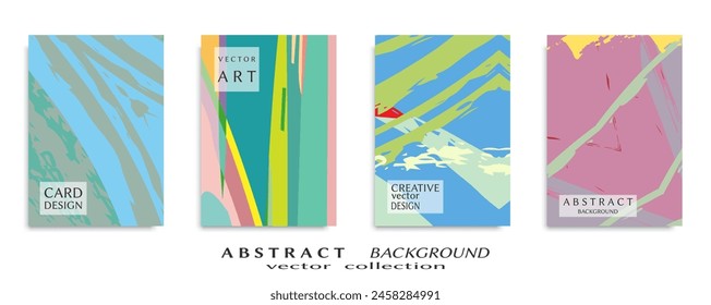 Abstract backgrouns set, grunge texture. Minimalistic art, brush strokes style. Design for card, brochure, banner idea, book cover, booklet print, flyer sheet a4. Collage page, web header template.