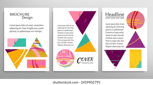 Abstract backgrouns set, grunge texture. Minimalistic art, brush strokes style. Design for card, brochure, banner idea, book cover, booklet print, flyer sheet a4. Collage page, web header template.