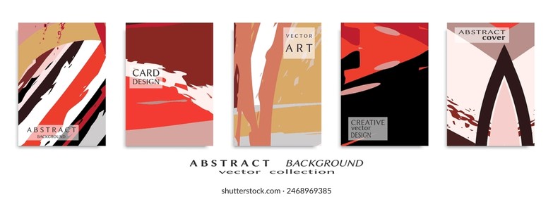 Abstract backgrouns set, grunge texture. Minimalistic art, brush strokes style. Design for card, brochure, banner idea, book cover, booklet print, flyer sheet a4. Collage page, web header template.