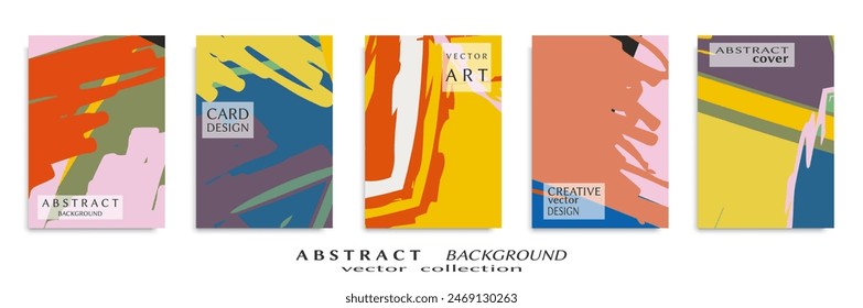 Abstract backgrouns set, grunge texture. Minimalistic art, brush strokes style. Design for card, brochure, banner idea, book cover, booklet print, flyer sheet a4. Collage page, web header template.