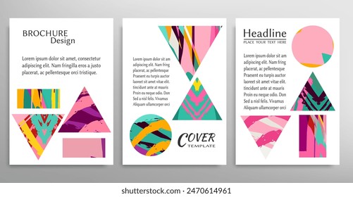 Abstract backgrouns set, grunge texture. Minimalistic art, brush strokes style. Design for card, brochure, banner idea, book cover, booklet print, flyer sheet a4. Collage page, web header template.