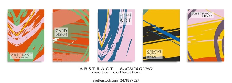 Abstract backgrouns set, grunge texture. Minimalistic art, brush strokes style. Design for card, brochure, banner idea, book cover, booklet print, flyer sheet a4. Collage page, web header template.