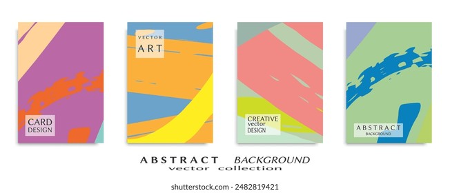Abstract backgrouns set, grunge texture. Minimalistic art, brush strokes style. Design for card, brochure, banner idea, book cover, booklet print, flyer sheet a4. Collage page, web header template.
