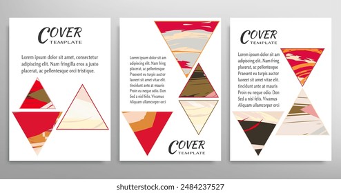 Abstract backgrouns set, grunge texture. Minimalistic art, brush strokes style. Design for card, brochure, banner idea, book cover, booklet print, flyer sheet a4. Collage page, web header template.