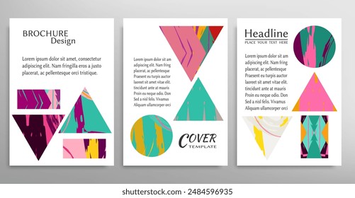 Abstract backgrouns set, grunge texture. Minimalistic art, brush strokes style. Design for card, brochure, banner idea, book cover, booklet print, flyer sheet a4. Collage page, web header template.