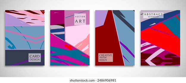 Abstract backgrouns set, grunge texture. Minimalistic art, brush strokes style. Design for card, brochure, banner idea, book cover, booklet print, flyer sheet a4. Collage page, web header template.