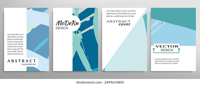 Abstract backgrouns set, grunge texture. Minimalistic art, brush strokes style. Design for card, brochure, banner idea, book cover, booklet print, flyer sheet a4. Collage page, web header template.