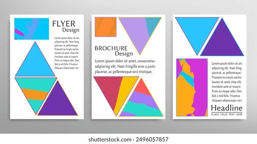 Abstract backgrouns set, grunge texture. Minimalistic art, brush strokes style. Design for card, brochure, banner idea, book cover, booklet print, flyer sheet a4. Collage page, web header template.