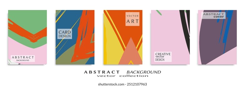 Abstract backgrouns set, grunge texture. Minimalistic art, brush strokes style. Design for card, brochure, banner idea, book cover, booklet print, flyer sheet a4. Collage page, web header template.