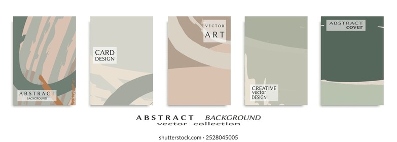 Abstract backgrouns set, grunge texture. Minimalistic art, brush strokes style. Design for card, brochure, banner idea, book cover, booklet print, flyer sheet a4. Collage page, web header template.