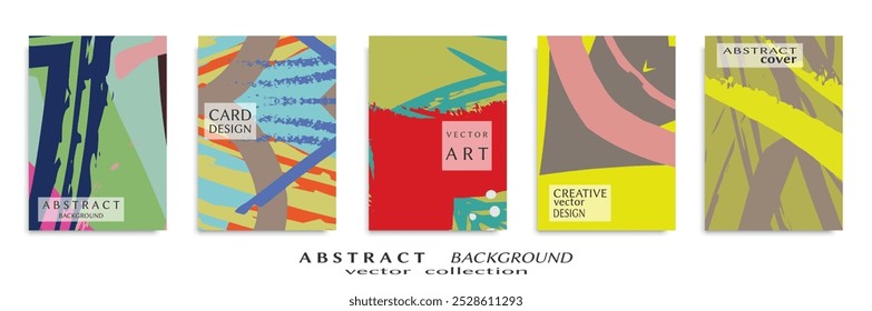 Abstract backgrouns set, grunge texture. Minimalistic art, brush strokes style. Design for card, brochure, banner idea, book cover, booklet print, flyer sheet a4. Collage page, web header template.