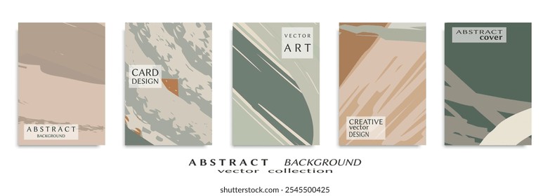 Abstract backgrouns set, grunge texture. Minimalistic art, brush strokes style. Design for card, brochure, banner idea, book cover, booklet print, flyer sheet a4. Collage page, web header template.
