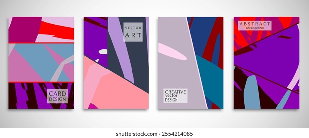 Abstract backgrouns set, grunge texture. Minimalistic art, brush strokes style. Design for card, brochure, banner idea, book cover, booklet print, flyer sheet a4. Collage page, web header template.