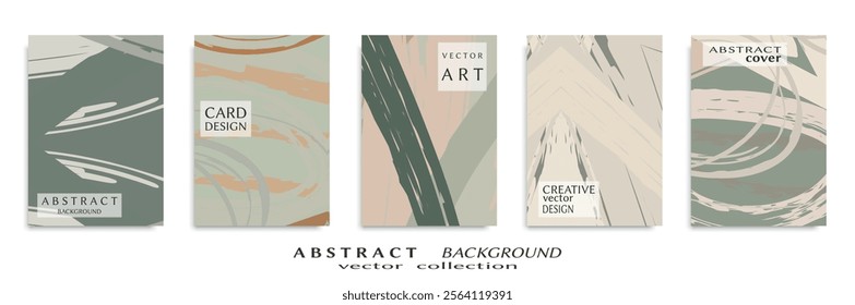 Abstract backgrouns set, grunge texture. Minimalistic art, brush strokes style. Design for card, brochure, banner idea, book cover, booklet print, flyer sheet a4. Collage page, web header template.