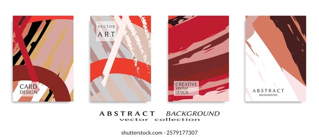 Abstract backgrouns set, grunge texture. Minimalistic art, brush strokes style. Design for card, brochure, banner idea, book cover, booklet print, flyer sheet a4. Collage page, web header template