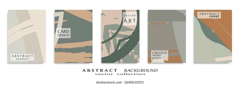Abstract backgrouns set, grunge texture. Minimalistic art, brush strokes style. Design for card, brochure, banner idea, book cover, booklet print, flyer sheet a4. Collage page, web header template.