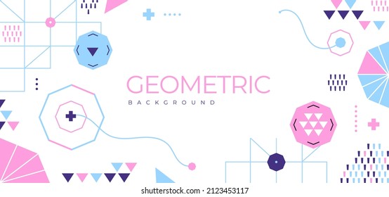 Abstract backgrund in the style of the 80s with pink and blue geometric shapes. Illustration for hipsters Memphis style