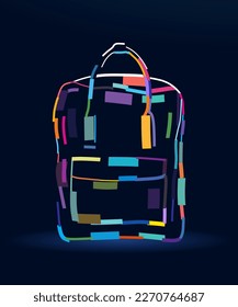 Abstract backpack from multicolored paints. Colored drawing. Vector illustration of paints
