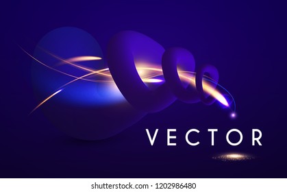 Abstract Backrgound with 3D Elements and Gold Light Effect. Vector illustration