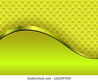 Abstract backround 3D, wavy yellow lines on dotted background, vector illustration