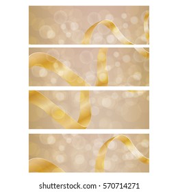 Abstract backroung banners with elegant gold ribbon. Set - vector stock.