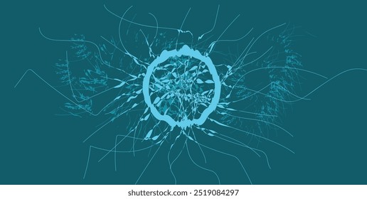 Abstract bacteria symbol blue background