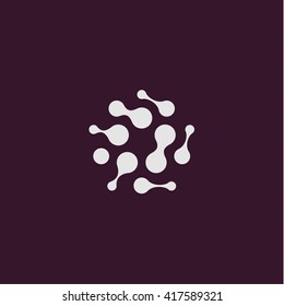 Abstract bacterium spreads. Star shape abstract stylized, purpure color logo template. Blot, balloons, drop, mud, molecule design element. Vector isolated modern logotype. Universal company symbol. 