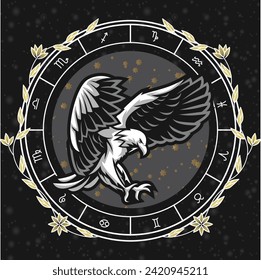 Abstract Badge Eagle with Constellation Art