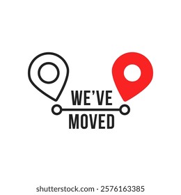 abstract badge for easy and fast moving service. simple linear trend modern annual transition logotype graphic art design element isolated on white. concept of geolocal badge or house moving sign