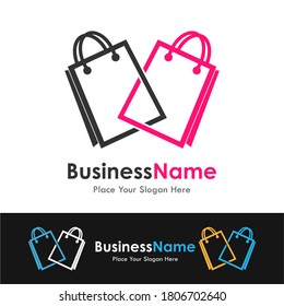 Resumen de la plantilla del logotipo del vector del icono de la bolsa. Adecuado para negocios, web, tienda online y arte. También usa fondo negro