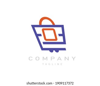 Abstract bag shopping logo with letter O