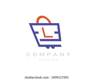 Abstract bag shopping logo with letter L