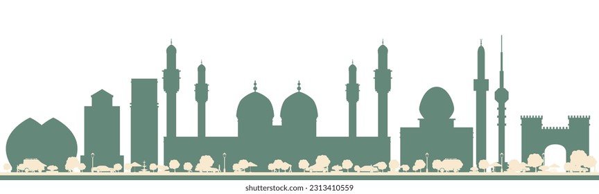 Abstract Baghdad Iraq City Skyline with Color Buildings. Vector Illustration. Business Travel and Tourism Concept with Historic Buildings. 