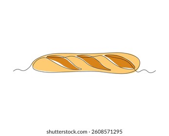 Abstract Baguette, loaf of bread, continuous single one line art hand drawing sketch logo 